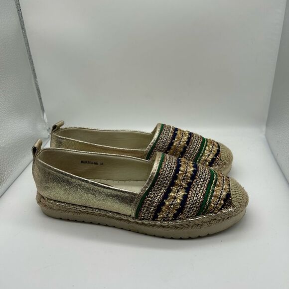 Patrizia by SpringStep Raiatea Slip On Gold Espadrille Loafer - Picture 1 of 11